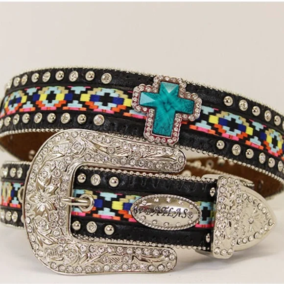 WB Atlas Women’s Cowgirl Gypsy Belt with Aztec Design S - Picture 1 of 10